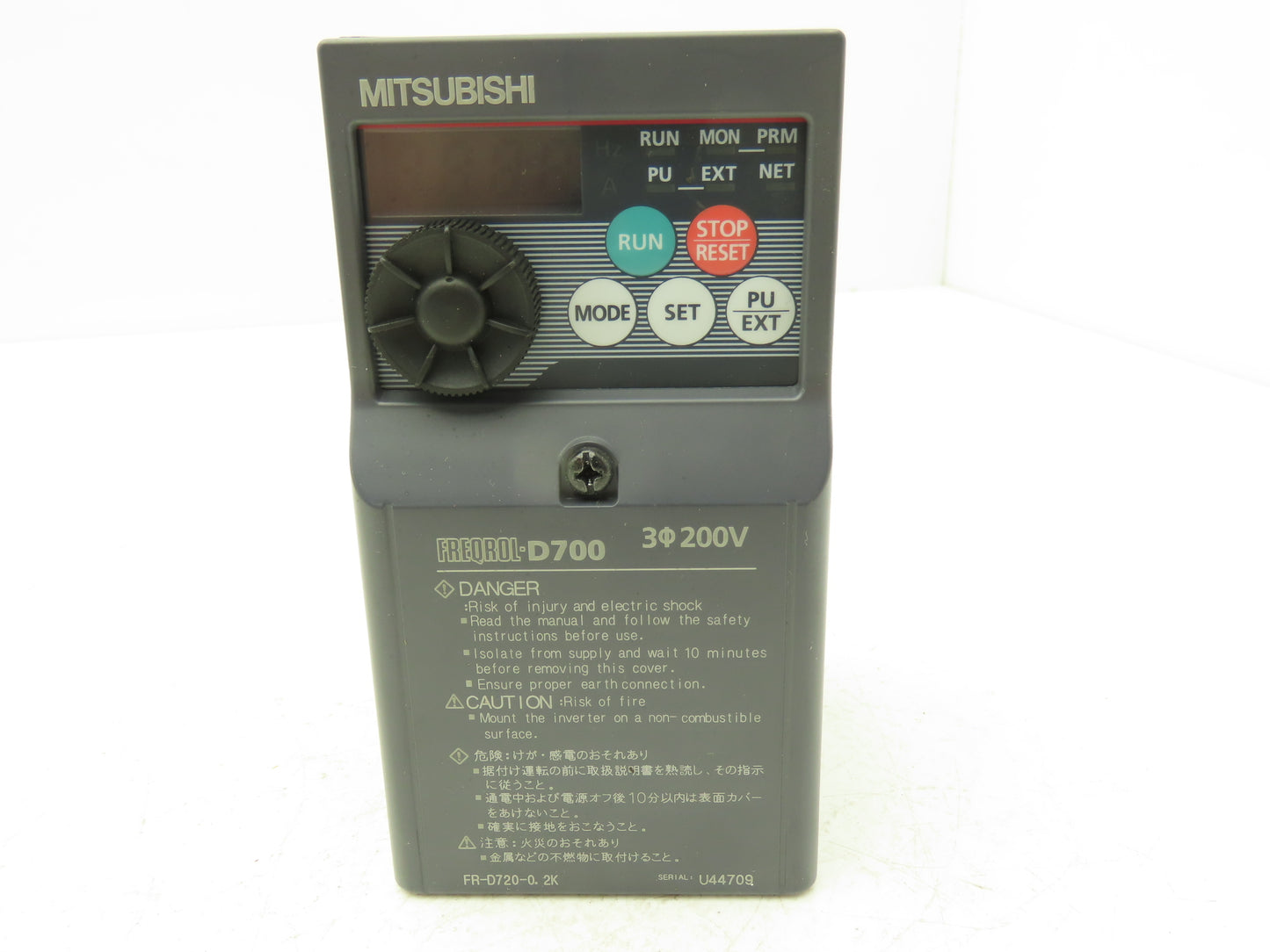 Mitsubishi FR-E720-0.2K AC Servo Drive 0.2kW 1/4Hp 200-240V 3Ph w/CC-Link Module