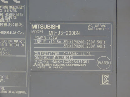 Mitsubishi MR-J3-200BN AC Servo Inverter Drive 2kW 200-240V 3Ph MELSERVO J3