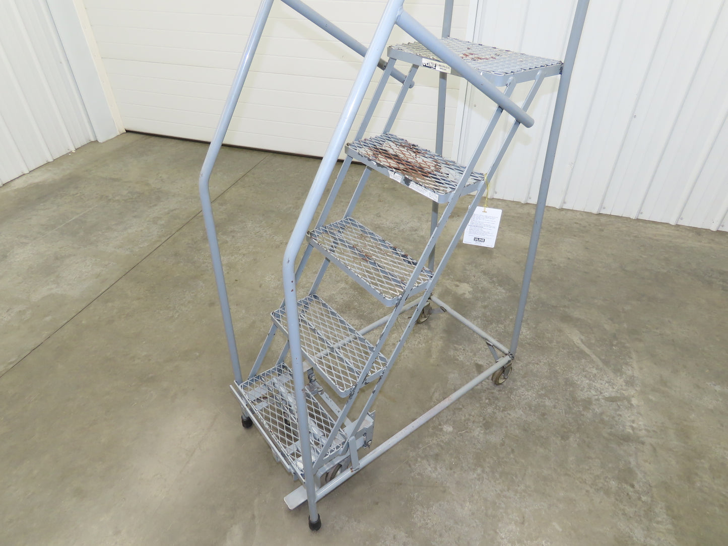Uline H-5073A-10 Rolling Ladder Narrow Aisle 5 Step 10" Platform 50" Top Step