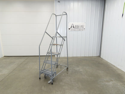 Uline H-5073A-10 Rolling Ladder Narrow Aisle 5 Step 10" Platform 50" Top Step