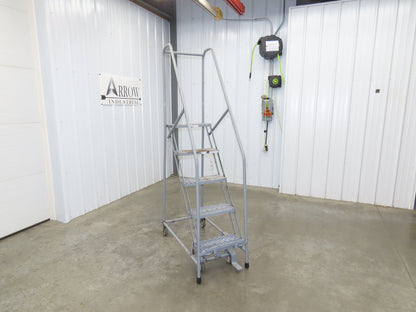Uline H-5073A-10 Rolling Ladder Narrow Aisle 5 Step 10" Platform 50" Top Step