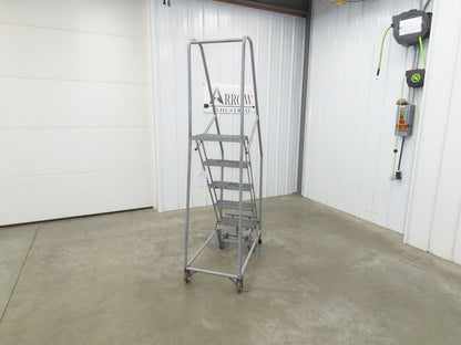 Uline H-5073A-10 Rolling Ladder Narrow Aisle 5 Step 10" Platform 50" Top Step