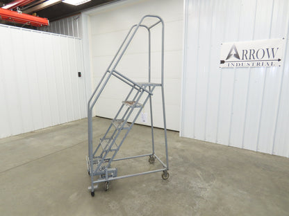 Uline H-5073A-10 Rolling Ladder Narrow Aisle 5 Step 10" Platform 50" Top Step