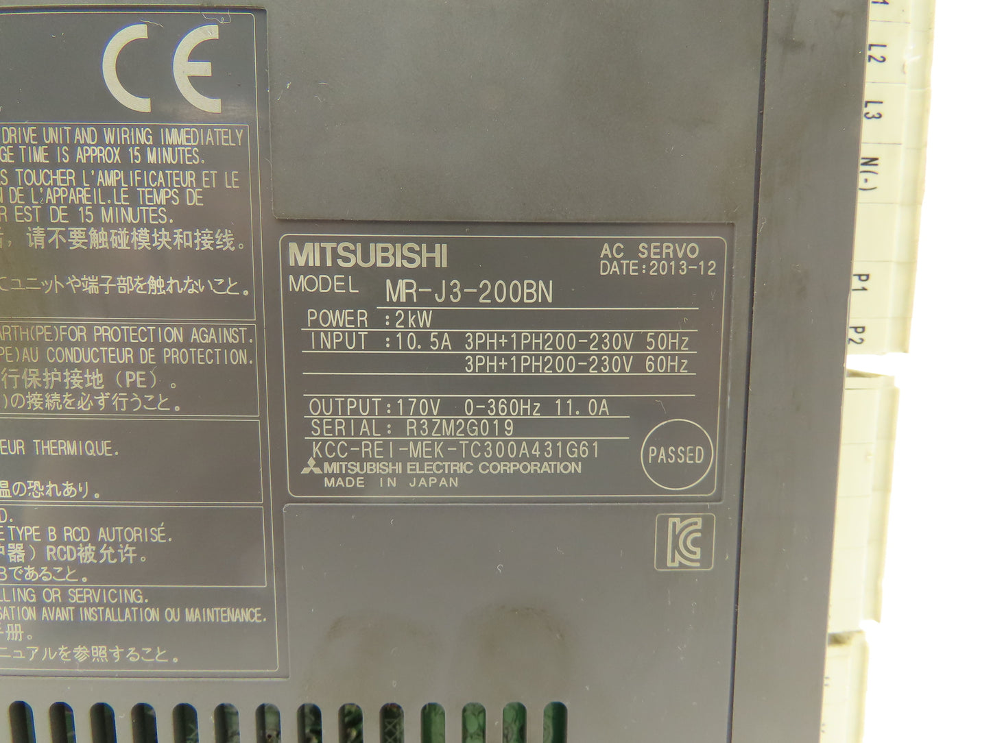 Mitsubishi MR-J3-200BN AC Servo Inverter Drive 2kW 200-240V 3Ph MELSERVO J3