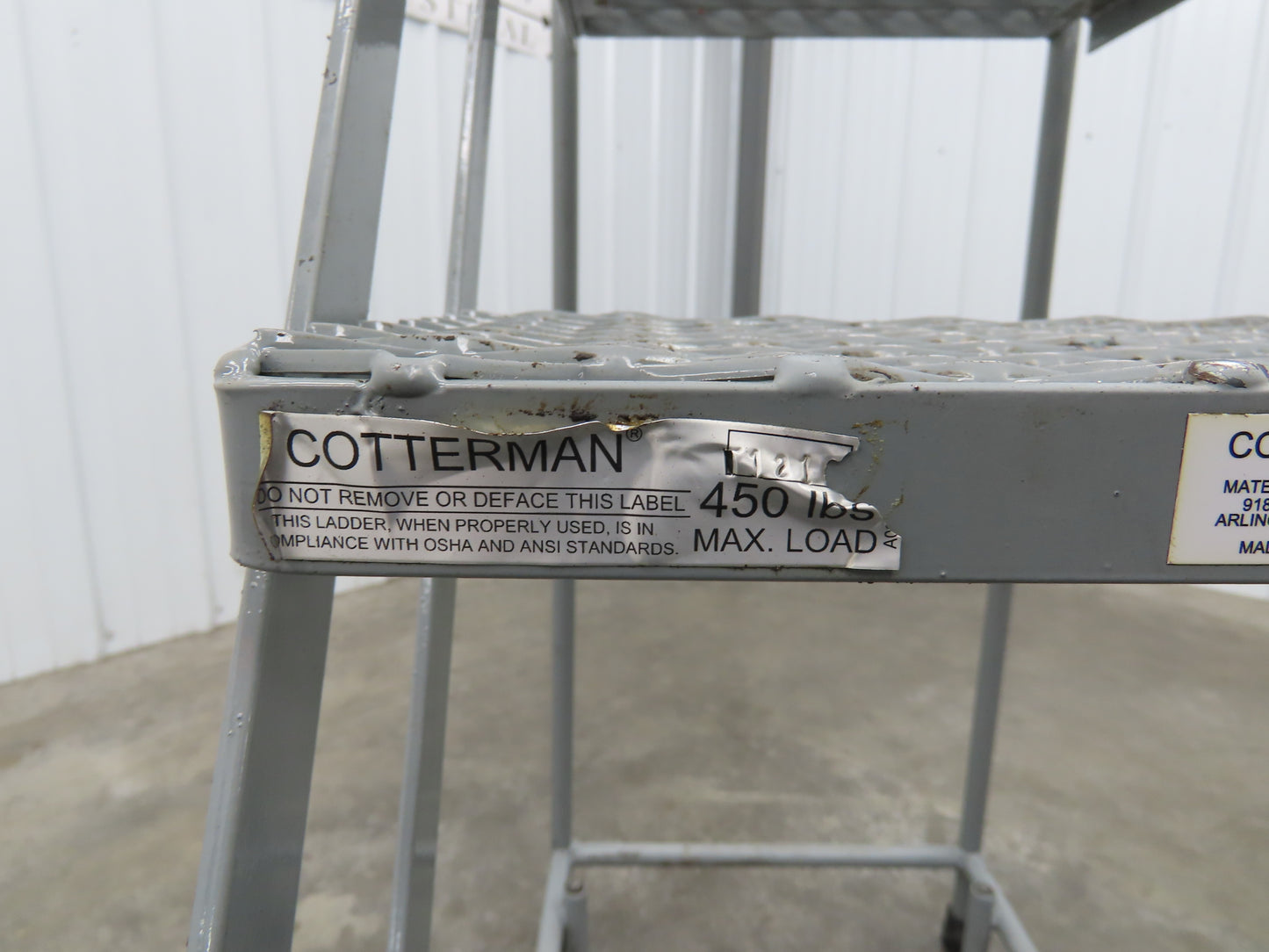 Cotterman Rolling Ladder Narrow Aisle 4 Step 24" Platform 40" Top Step