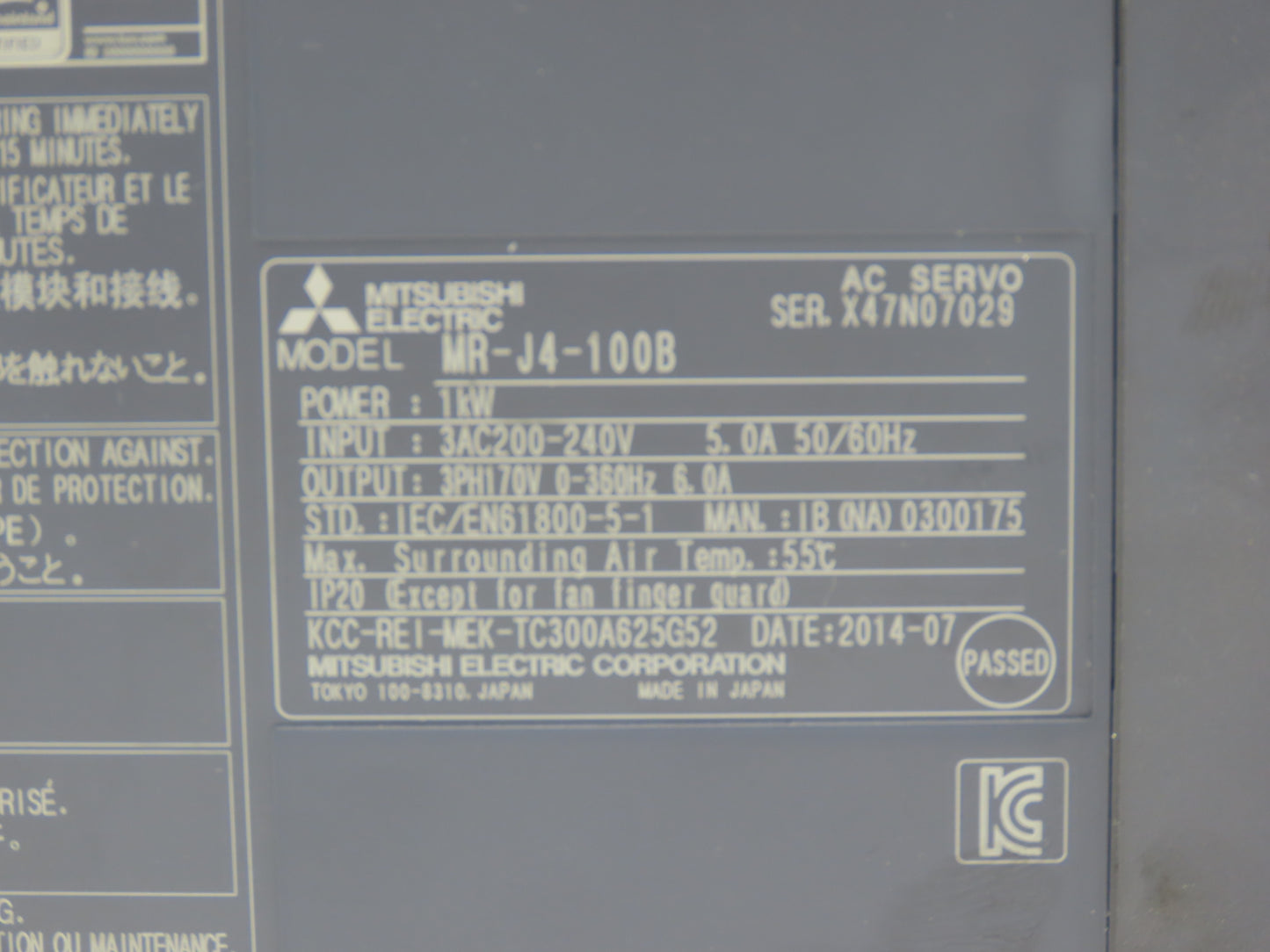 Mitsubishi MR-J4-100B AC Servo Drive 1kW 200-240V 3Ph MELSERVO J4