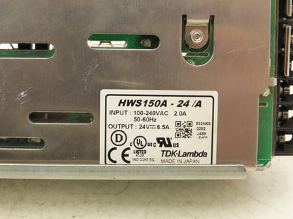TDK-Lambda HWS150A-24/A Power Supply 24VDC 6.5A Out 120/240VAC 1Ph 2A In