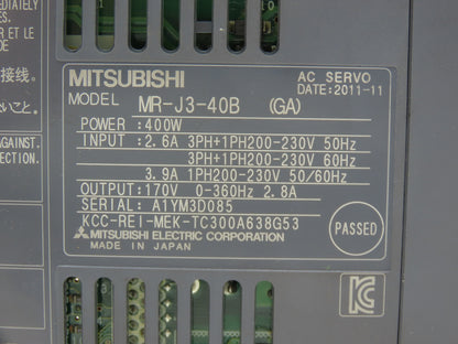 Mitsubishi MRJ340B AC Servo Inverter Drive 0.4kW 200-240V 3Ph MELSERVO Lot of 2