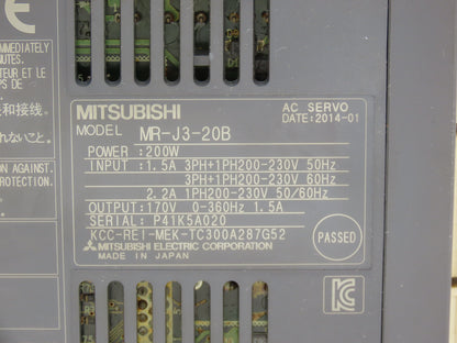 Mitsubishi MRJ320B AC Servo Inverter Drive 0.2kW 200-240V 3Ph MELSERVO Lot of 3