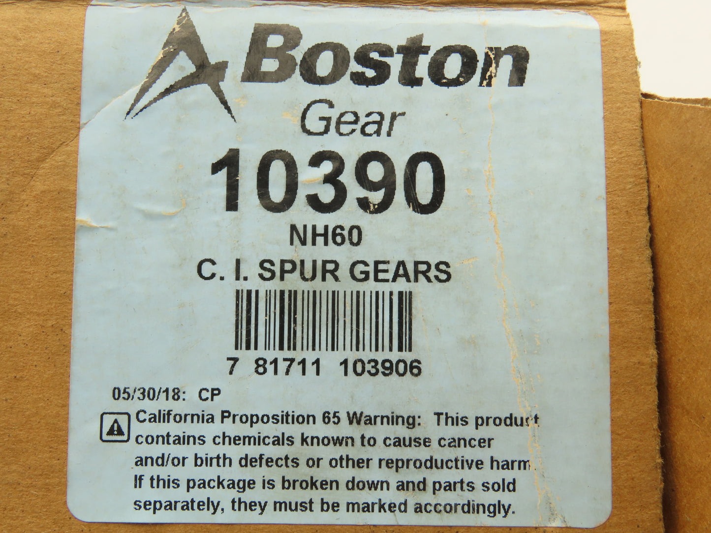Boston Gear 10390 NH60 Spur Gear 60-Tooth 7.5" OD 1.25" W 1" Smooth Bore