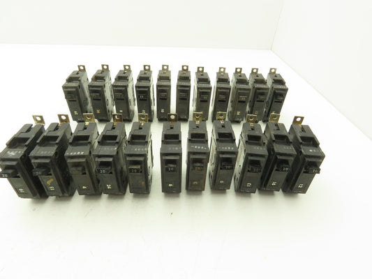 General Electric TQB1120 Circuit Breaker 1-Pole 20A Bolt-On 120/240V Lot of 22