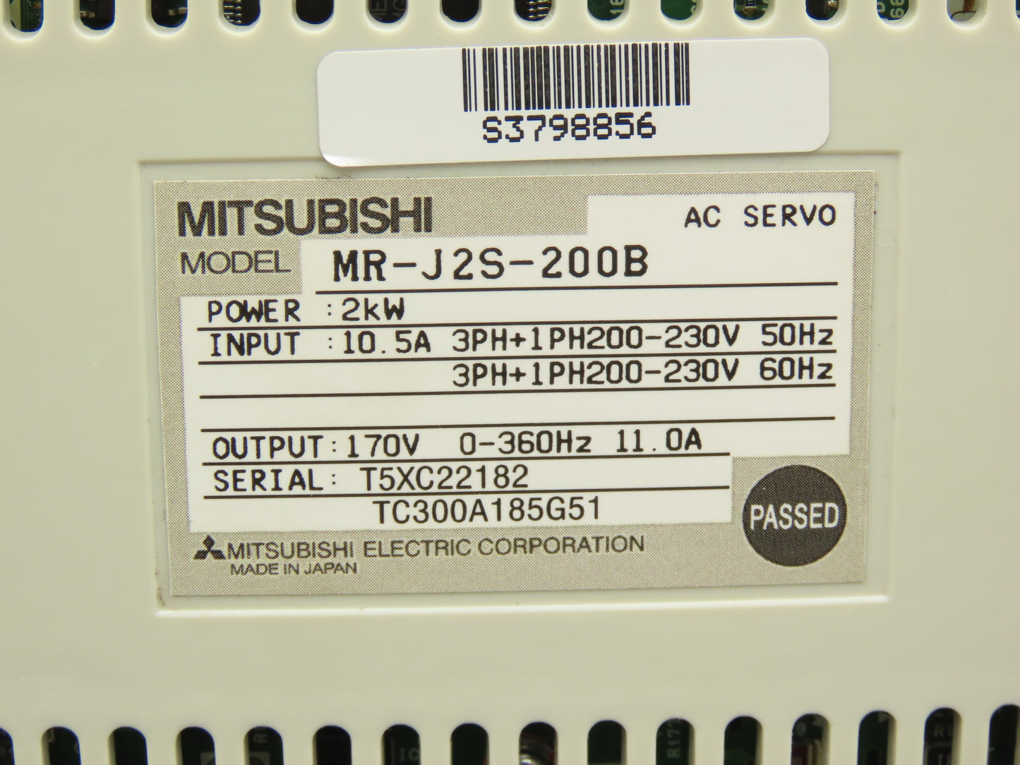 Mitsubishi MR-J2S-200B AC Servo Drive 2kW 200-240V 3Ph MELSERVO J2