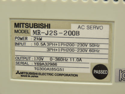 Mitsubishi MR-J2S-200B AC Servo Drive 2kW 200-240V 3Ph MELSERVO J2