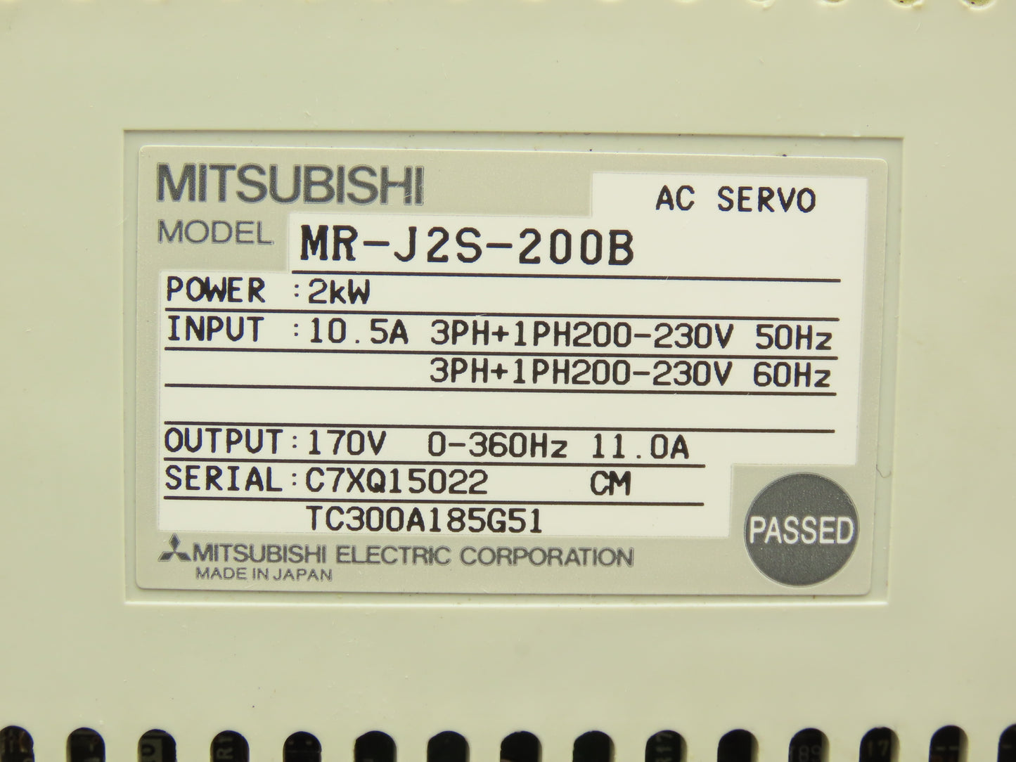 Mitsubishi MR-J2S-200B AC Servo Drive 2kW 200-240V 3Ph MELSERVO J2