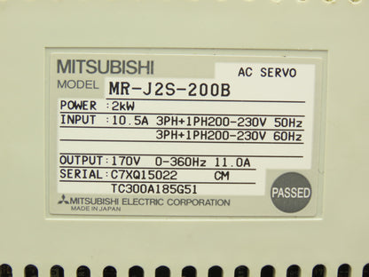 Mitsubishi MR-J2S-200B AC Servo Drive 2kW 200-240V 3Ph MELSERVO J2
