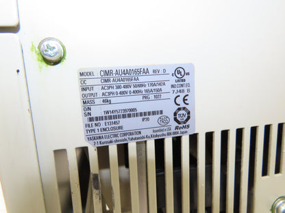 Yaskawa CIMR-AU4A0165FAA A 1000 Electric Motor Inverter Drive 125Hp 480V 3Ph