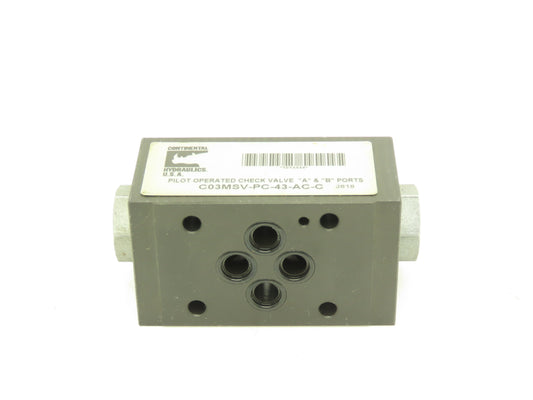Continental C03MSV-PC-43-AC-C Hydraulic Pilot Operated Check Valve 5000PSI MAX