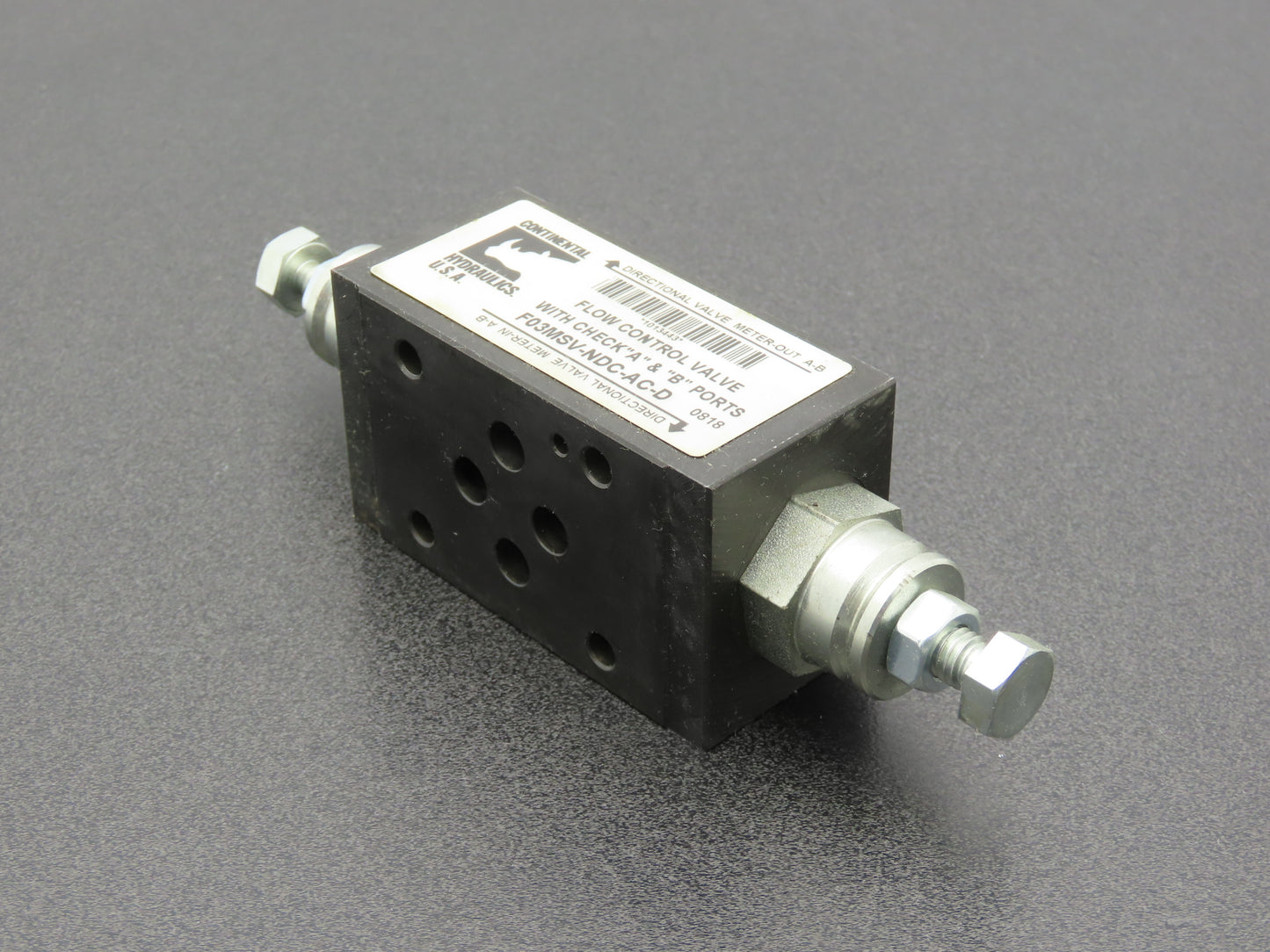 Continental F03MSV-NDC-AC-D Hydraulic A&B Port Flow Control Valve 5000PSI MAX