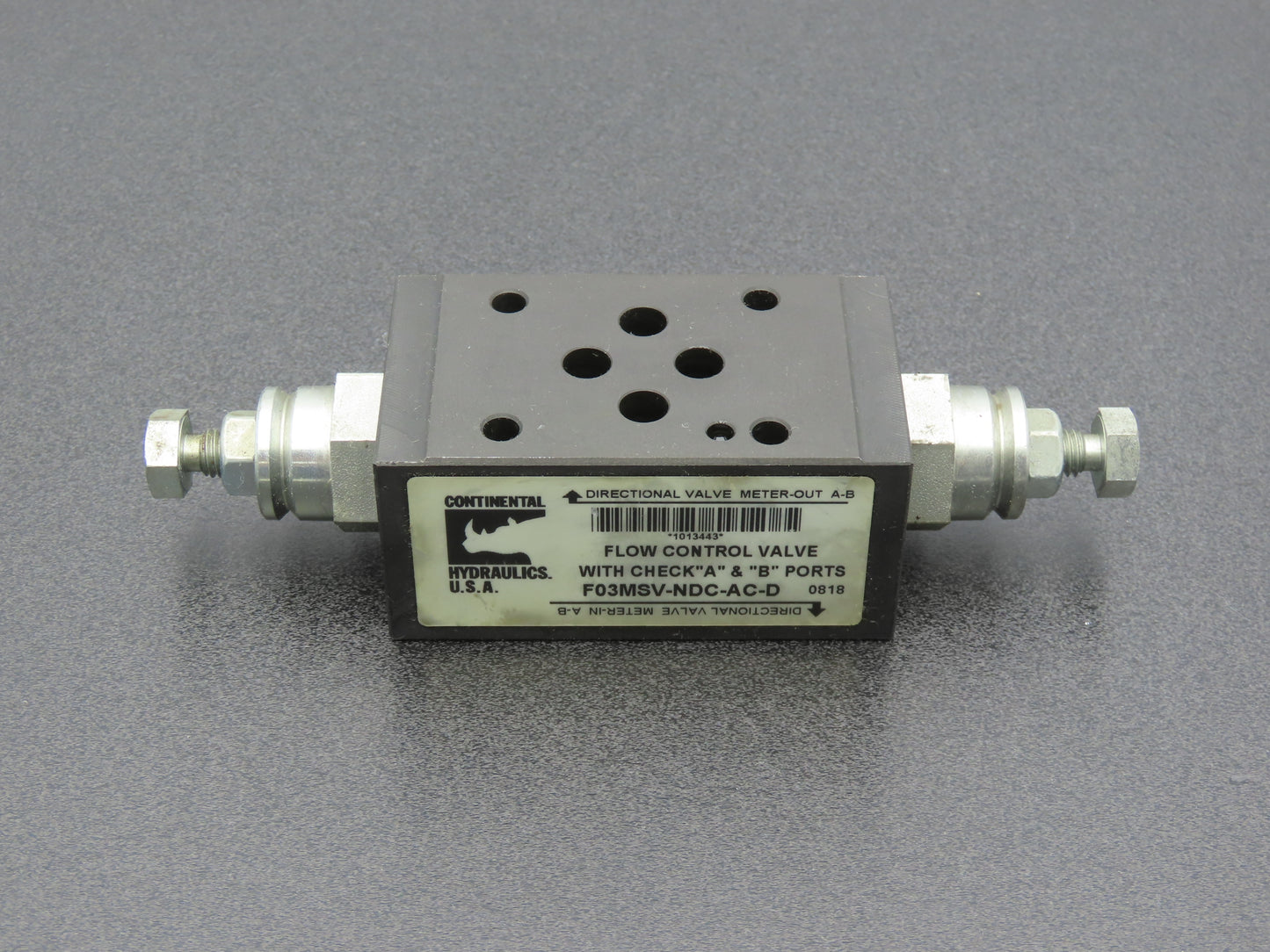 Continental F03MSV-NDC-AC-D Hydraulic A&B Port Flow Control Valve 5000PSI MAX