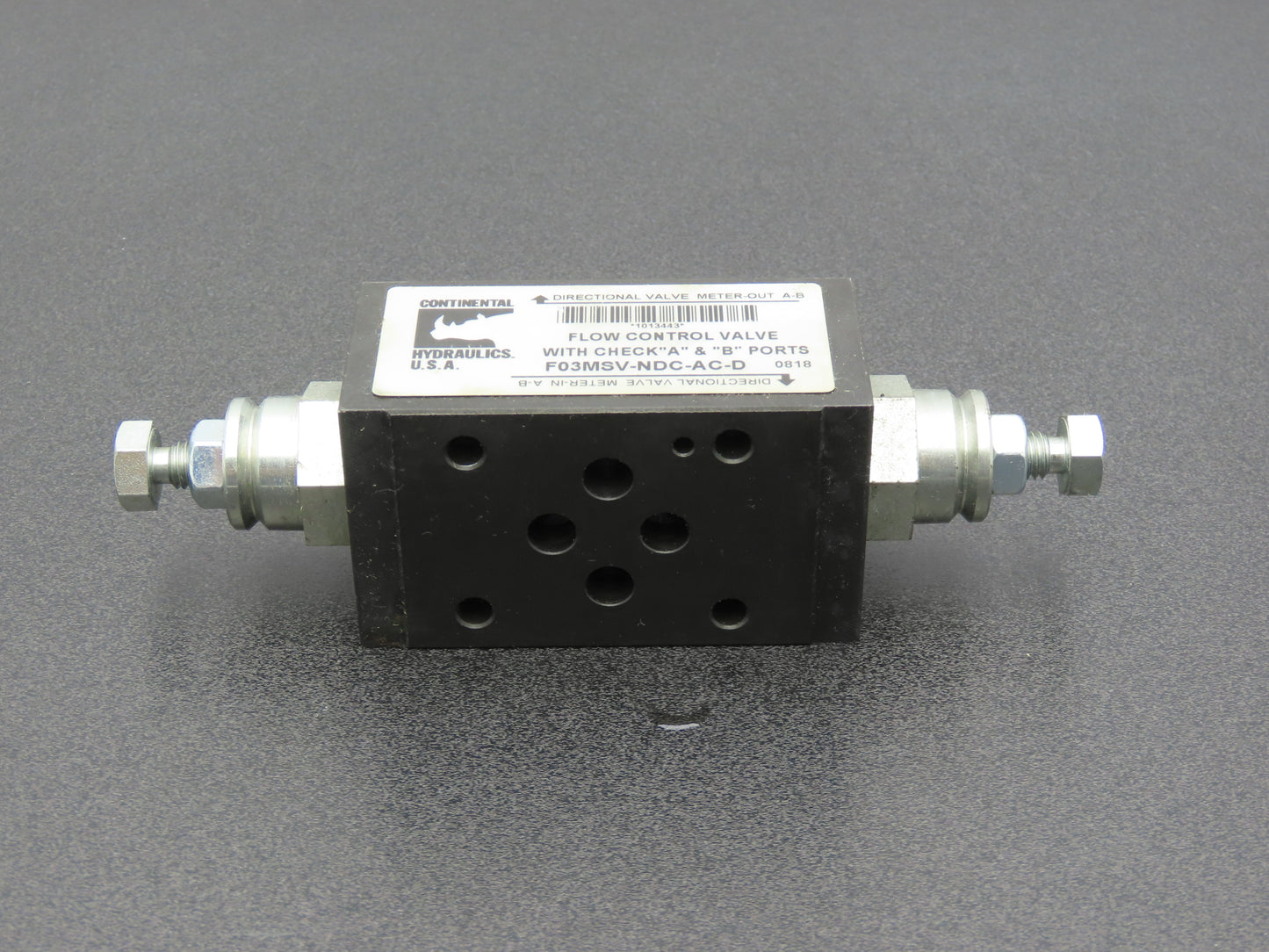 Continental F03MSV-NDC-AC-D Hydraulic A&B Port Flow Control Valve 5000PSI MAX