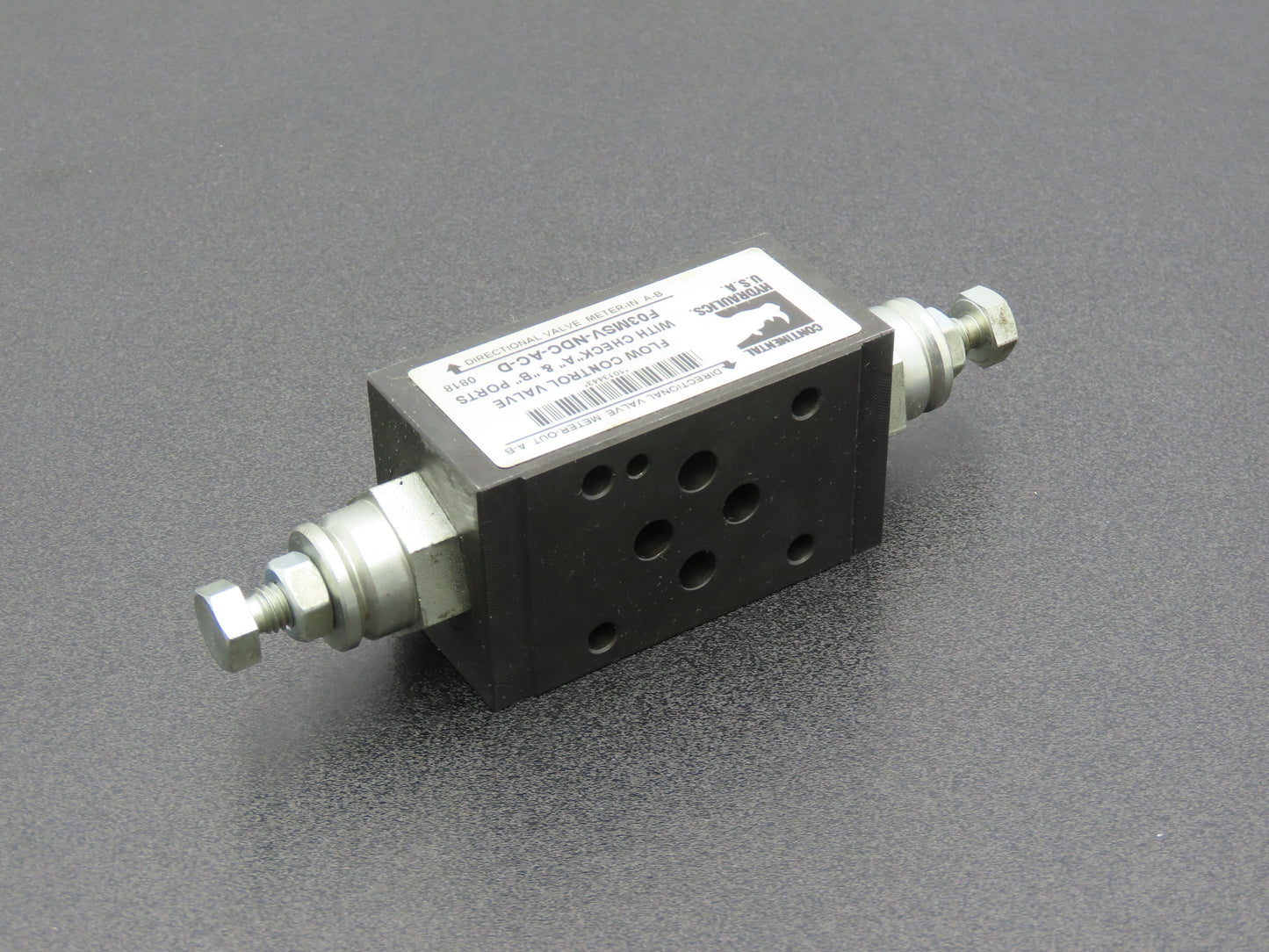 Continental F03MSV-NDC-AC-D Hydraulic A&B Port Flow Control Valve 5000PSI MAX