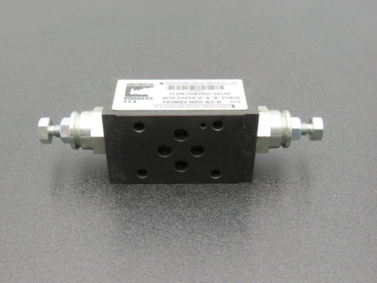 Continental F03MSV-NDC-AC-D Hydraulic A&B Port Flow Control Valve 5000PSI MAX