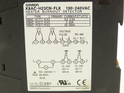 Omron K8AC-H23CN-FLK Heater Burnout Sensor Detector 100-240VAC