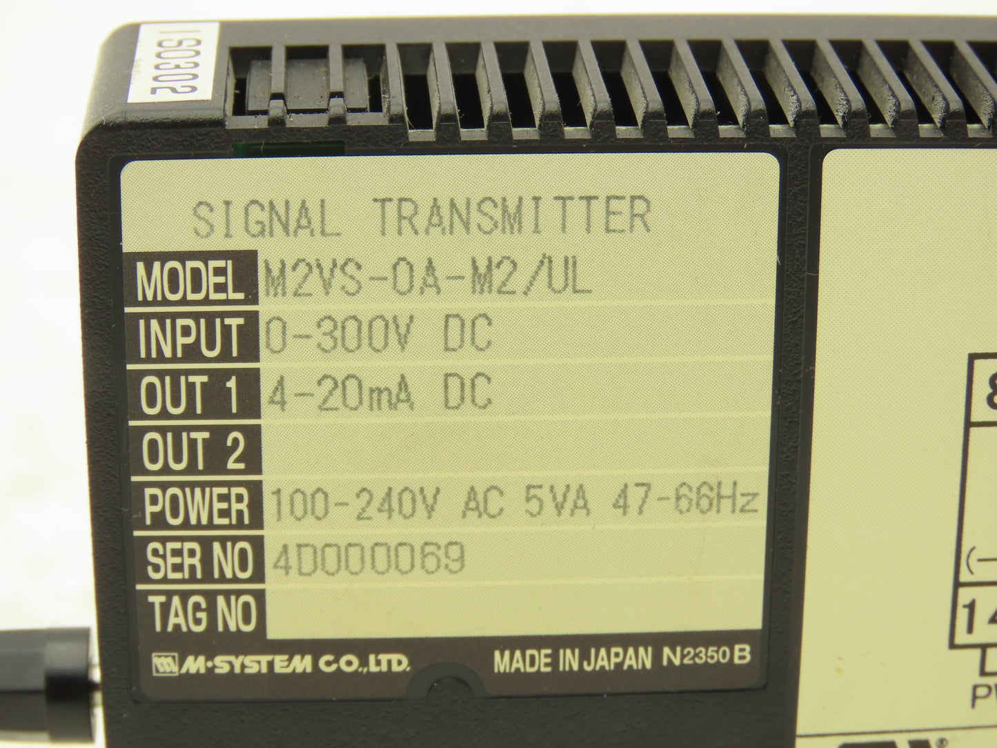 M System M2VS-2A-M2/UL Signal Transmitter  0-100mVDC In 4-20mA DC Out