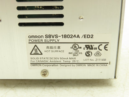 Omron S8VS-18024A Switch Mode Power Supply In 100-240VAC Out 24VDC 7.5A Lot of 2