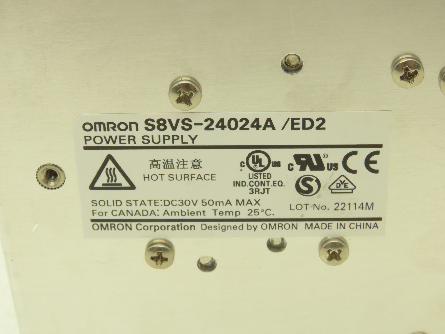 Omron S8VS-24024A Switch Mode Power Supply In 100-240VAC Out 24VDC 10A Lot of 2