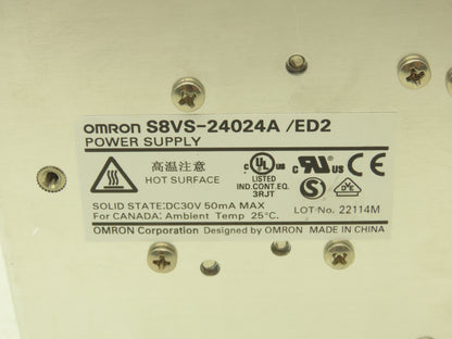 Omron S8VS-24024A Switch Mode Power Supply In 100-240VAC Out 24VDC 10A Lot of 2