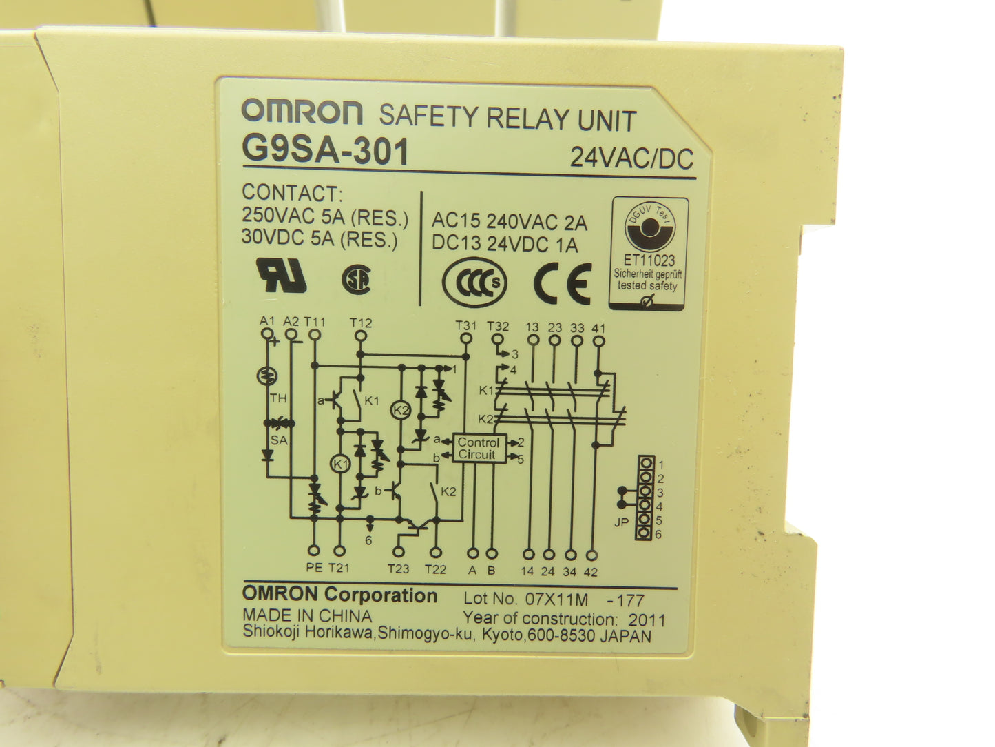 Omron STI G9SA-301 Dual Channel Safety Relay Unit 24VAC/DC Lot of 6