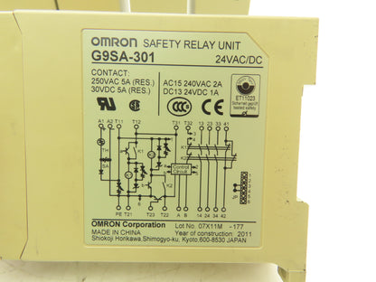 Omron STI G9SA-301 Dual Channel Safety Relay Unit 24VAC/DC Lot of 6