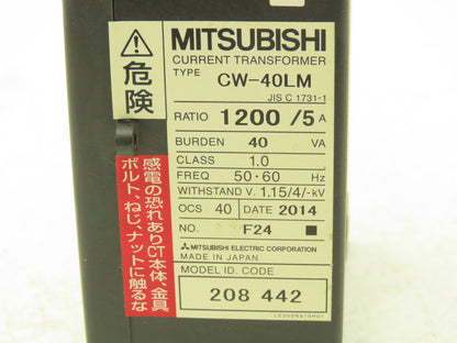 Mitsubishi CW-40LM Current Transformer 1200:5 Ratio 1100V 40VA