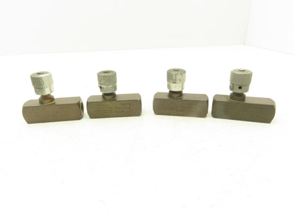 Parker PF400B In-line Flow Control Valve 1/4" NPT Brass 2000 PSI  Lot of 4