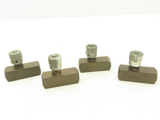 Parker PF400B In-line Flow Control Valve 1/4" NPT Brass 2000 PSI  Lot of 4