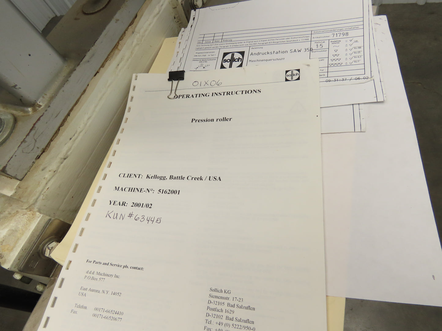 Sollich WEB/WE400 Food Grade Slab Former Compression Cooling Roller 13.75"W 480V