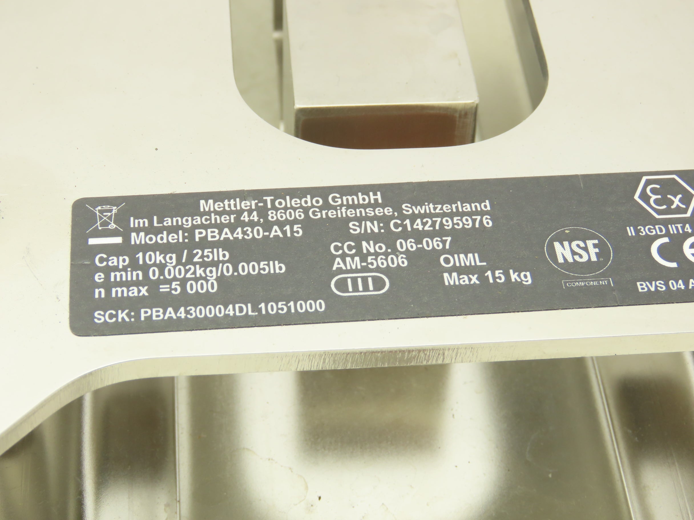 Pba436 Mettler Toledo PBA430-A15 Digital Scale Base With Load Cell 0708 Missi ...