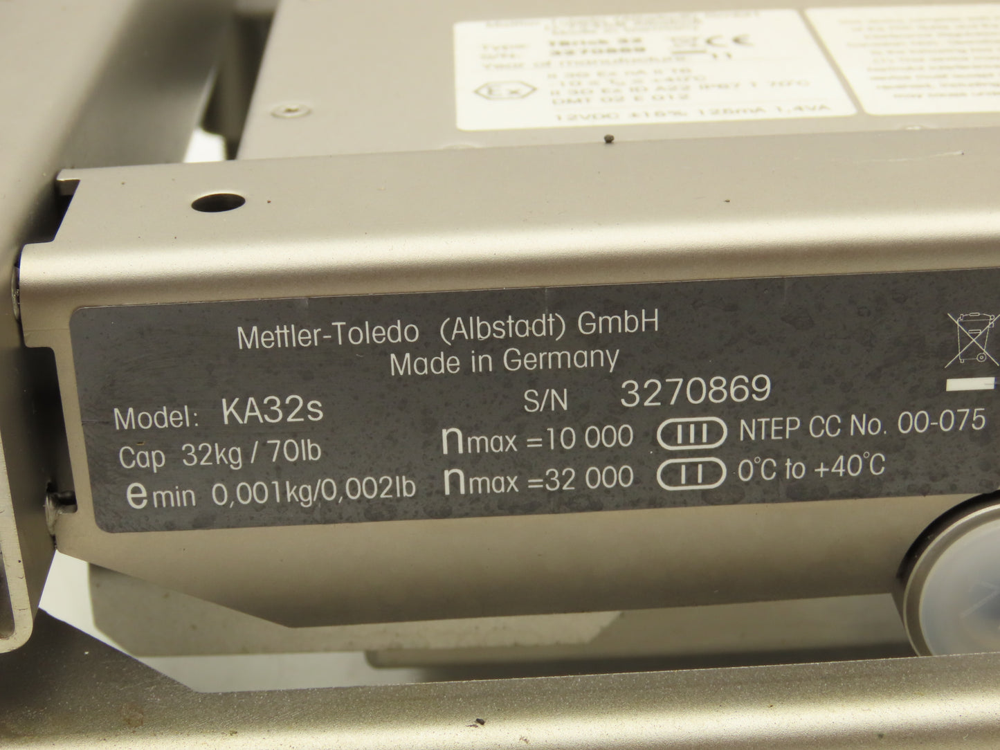 Mettler Toledo KA32S Digital Scale With 15.75X19.5" Base 120VAC IND560 Harsh