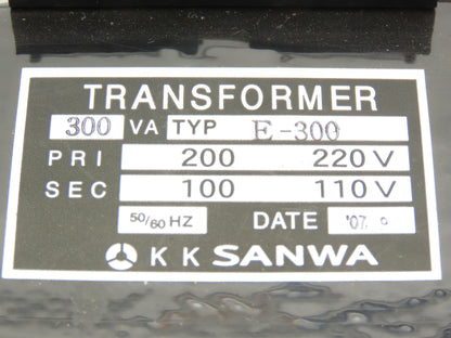 Sanwa E300 Step-Down Power Transformer 300VA Pri 200-220V Sec 100-110V Lot of 6