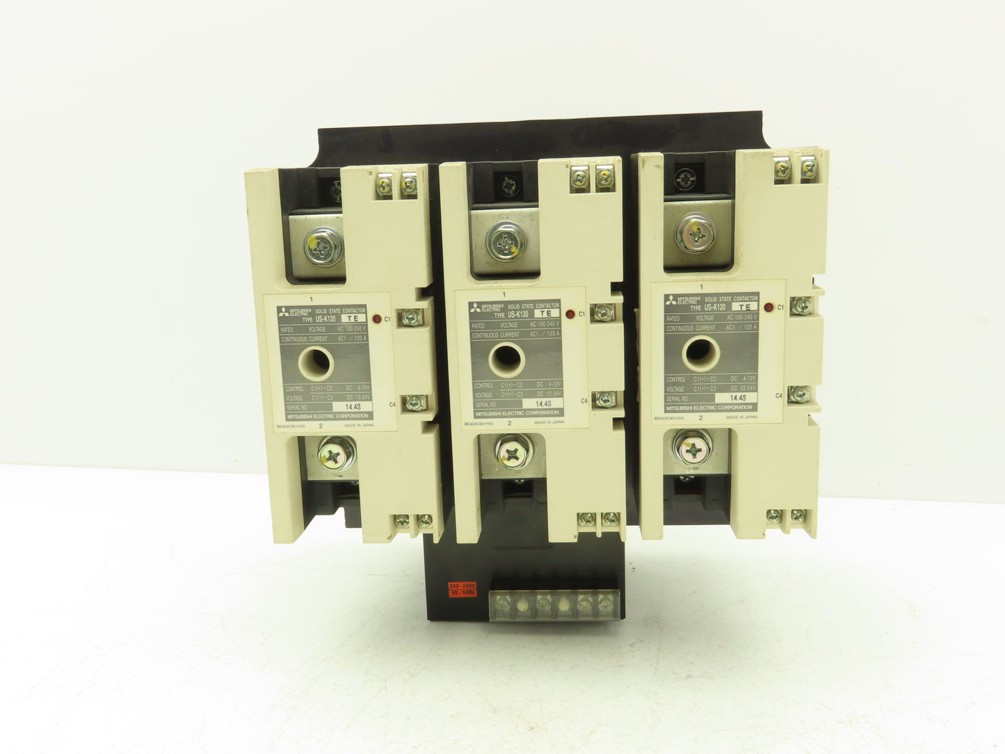 Mitsubishi US-K120 TE 120A Solid State Contactors (3) Units On Heat Sink w Fan