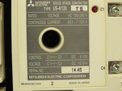 Mitsubishi US-K120 TE 120A Solid State Contactors (3) Units On Heat Sink w Fan
