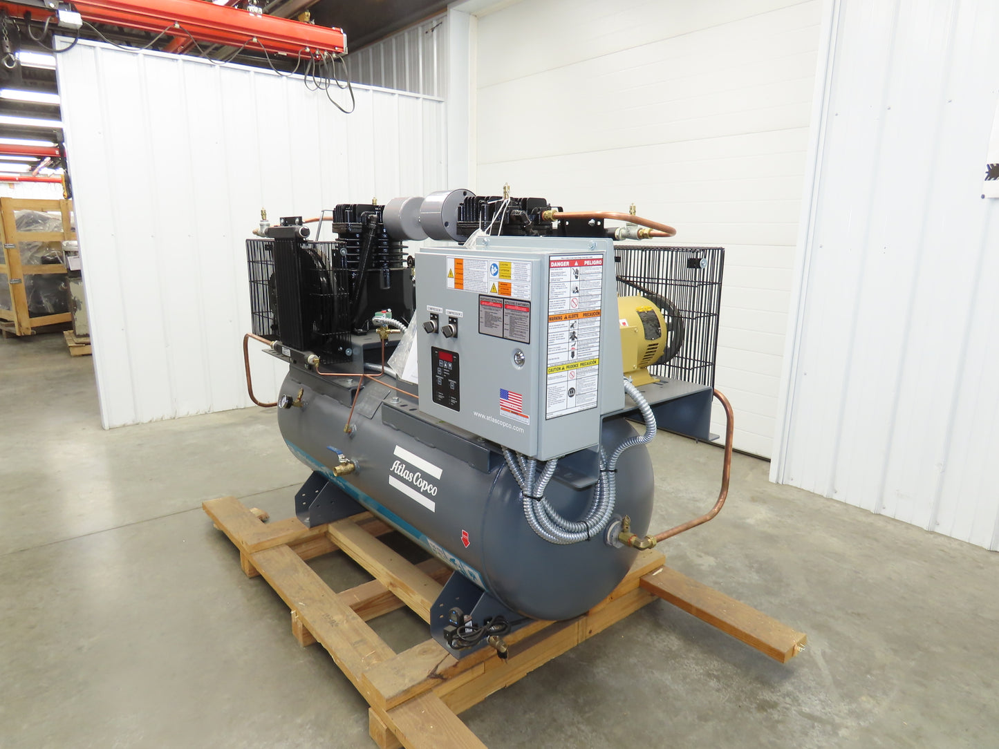 Atlas Copco CR5 Reciprocating Duplex Air Compressor 35CFM 5HP 230V 3Ph 120 Gal