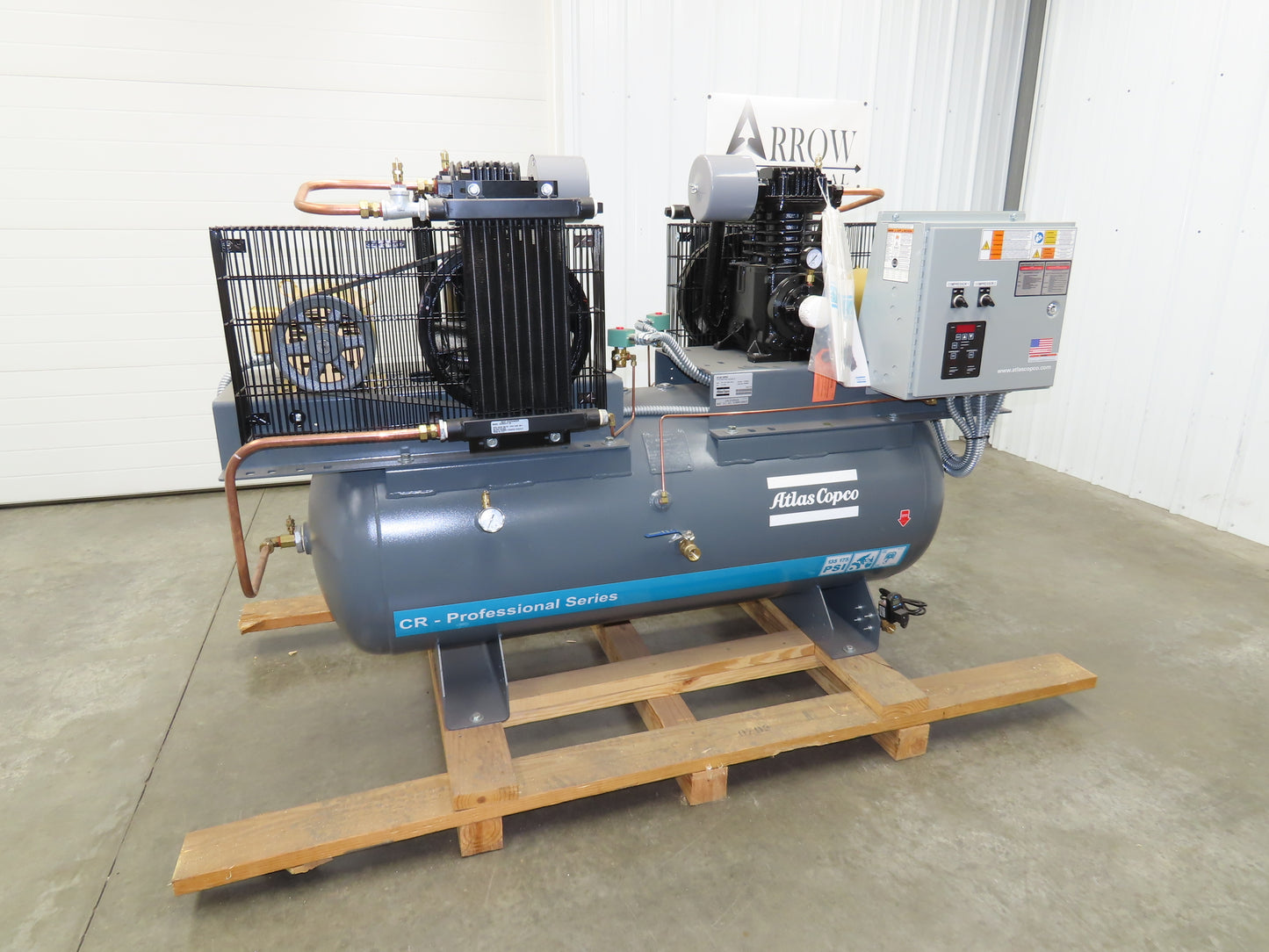 Atlas Copco CR5 Reciprocating Duplex Air Compressor 35CFM 5HP 230V 3Ph 120 Gal
