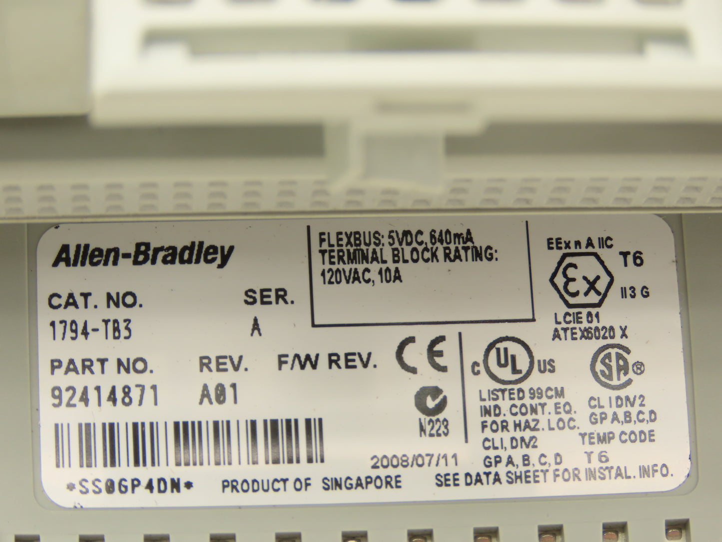 Allen Bradley 1794-IE8 8 Point Analog Input Flex I/O Ser. B With TB3 Base
