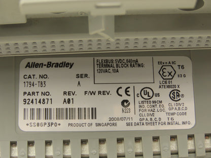 Allen Bradley 1794-OE4 Flex I/O Analog Output Module 1794-TB3 Terminal Block