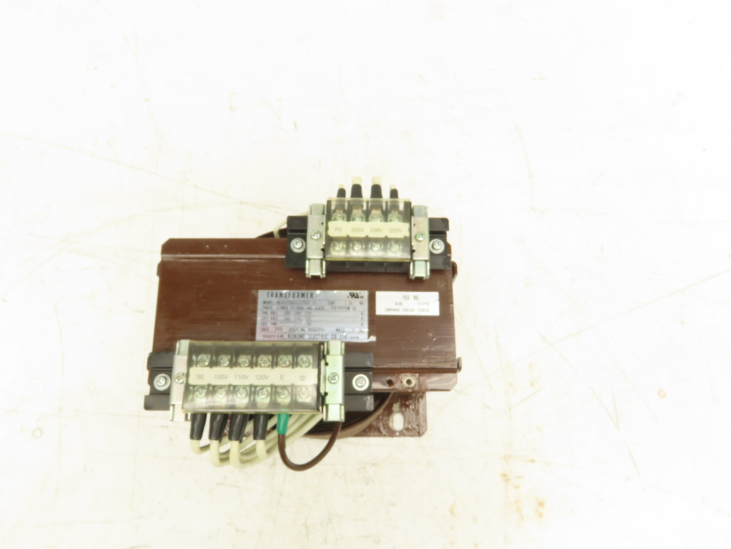 Nunome NESB1200CUL07502-10 Control Transformer 1.2kVA 1Ph Pri 220V Sec 120V