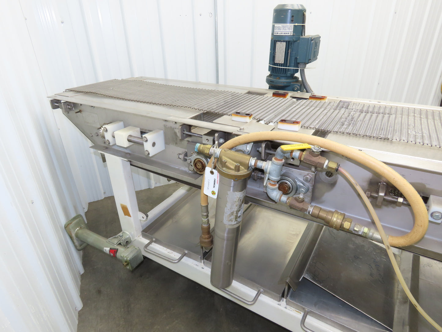 Apache Mepaco 10' 4" Sanitary Washdown Conveyor 12"Mesh Belt 480V Variable Speed