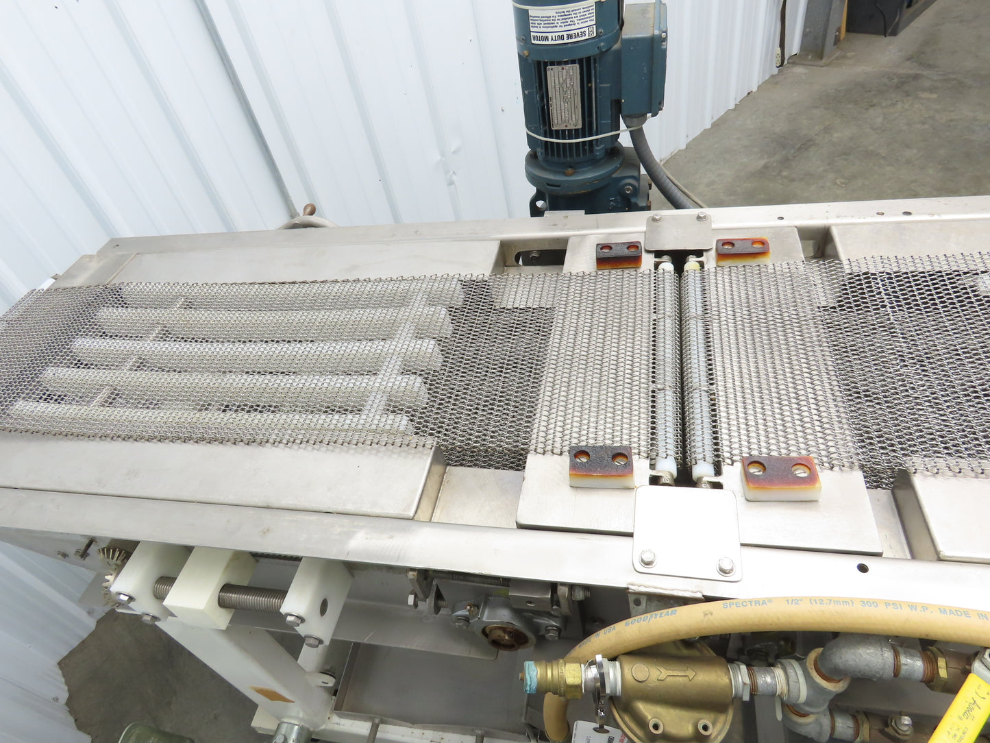 Apache Mepaco 10' 4" Sanitary Washdown Conveyor 12"Mesh Belt 480V Variable Speed