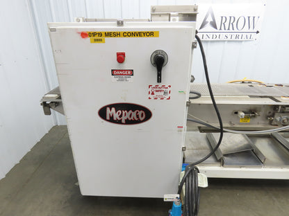 Apache Mepaco 10' 4" Sanitary Washdown Conveyor 12"Mesh Belt 480V Variable Speed